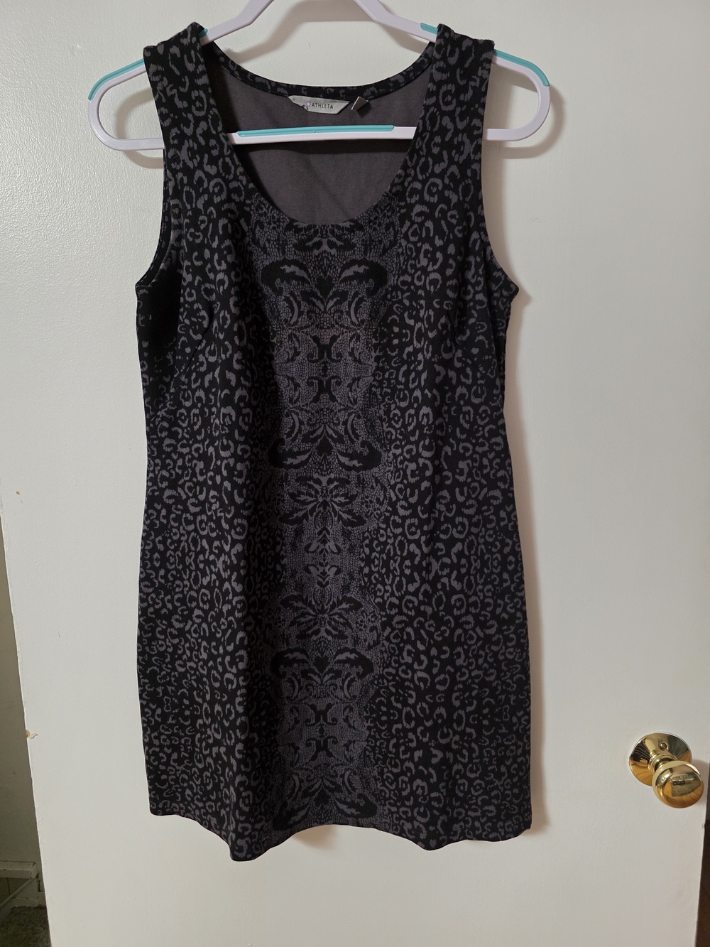 Athleta Black Patterned Sleeveless Mini Dress